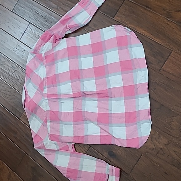 LOFT Pink and White Checkered Flannel Shirt size XXL - Picture 2 of 6
